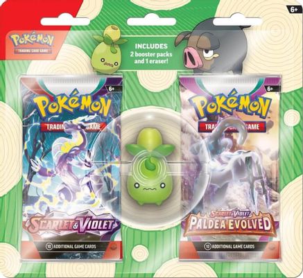 POKEMON TCG: BACK TO SCHOOL 2023: ERASER BLISTER -1 OF 2 RANDOM ERASERS (SMOLIV OR LECHONK)