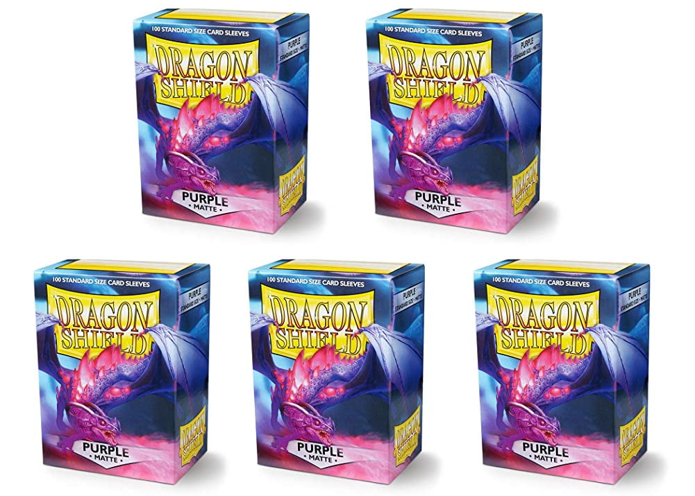 5 Packs Dragon Shield Matte Purple Standard Size 100 ct Card Sleeves Value Bundle!