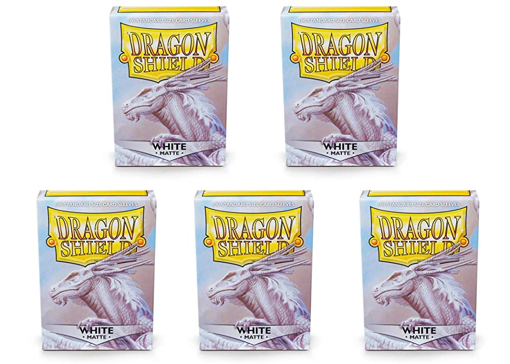5 Packs Dragon Shield Matte White Standard Size 100 ct Card Sleeves Value Bundle!