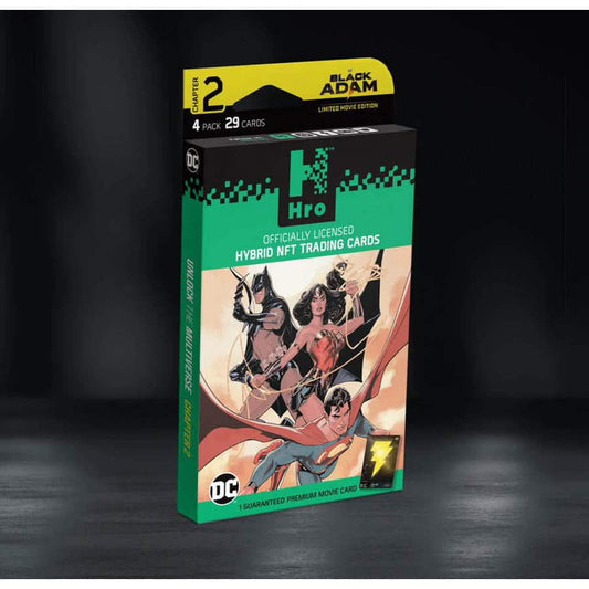 HRO DC Unlock: Chapter 2 Black Adam 4 Pack Premium Booster - Hybrid NFT Trading Cards
