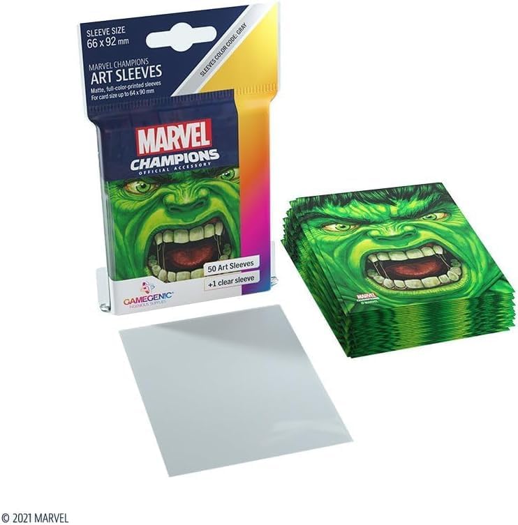 GameGenic Marvel Champions The Card Game Official Hulk Sleeves | Pack of 50 Art Sleeves and 1 Clear Sleeve | Card Game Holder | Use with TCG and LCG Games | Made by Fantasy Flight Games