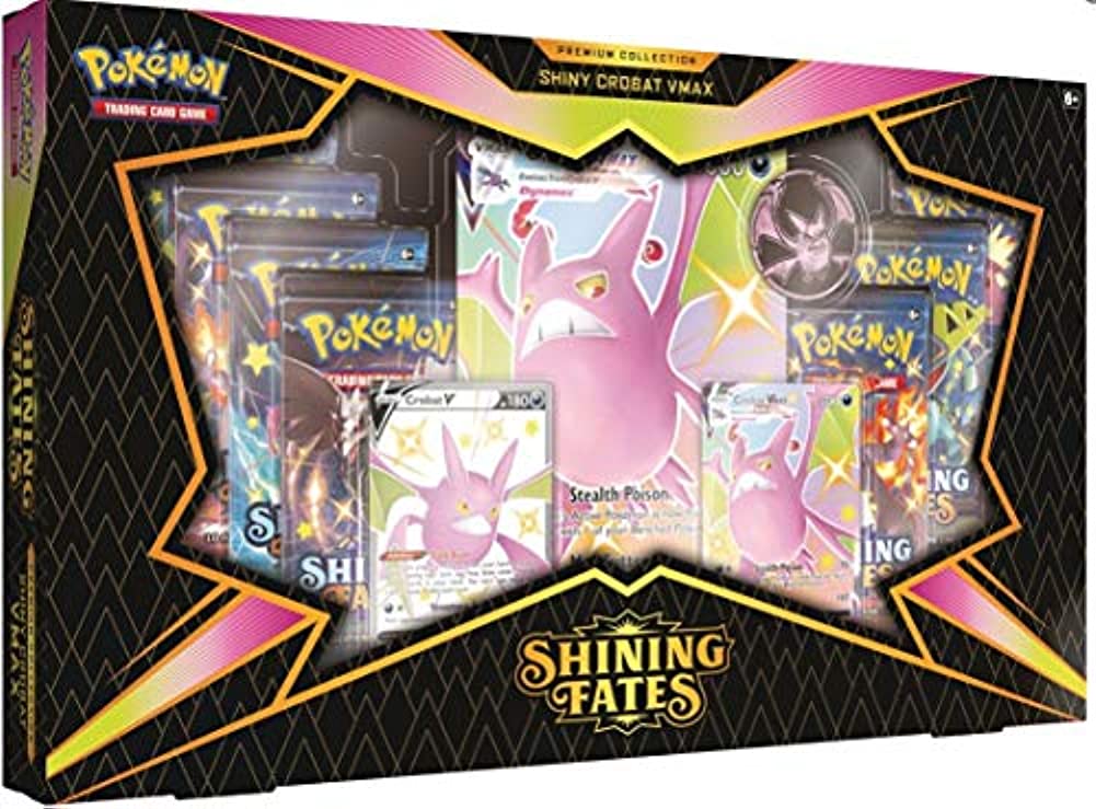 Pokemon Trading Card Game Shining Fates Crobat VMAX Premium Collection [7 Booster Packs, 2 Promo Cards, Oversize Card & Coin]