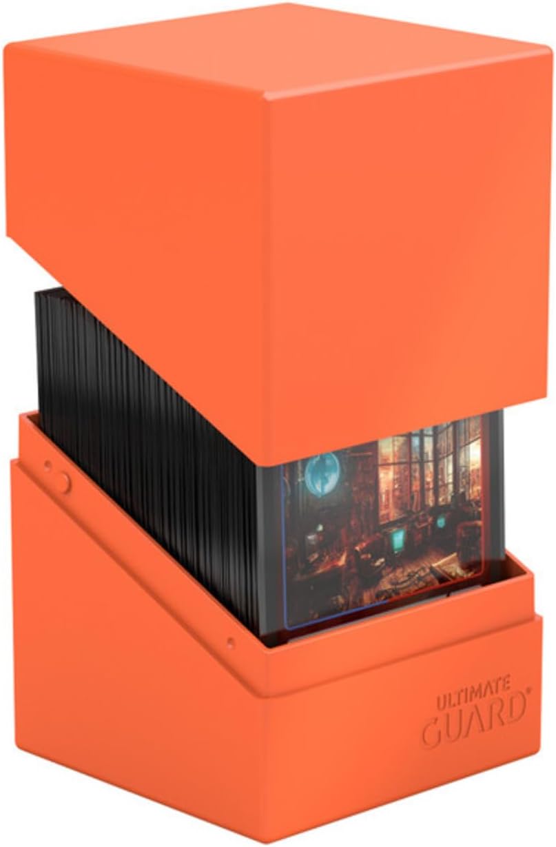 Ultimate Guard Boulder Solid 100+, Deck Case for 100 Double-Sleeved TCG Cards, Neon Orange, Secure & Durable Storage for Trading Card Games, No Transparency