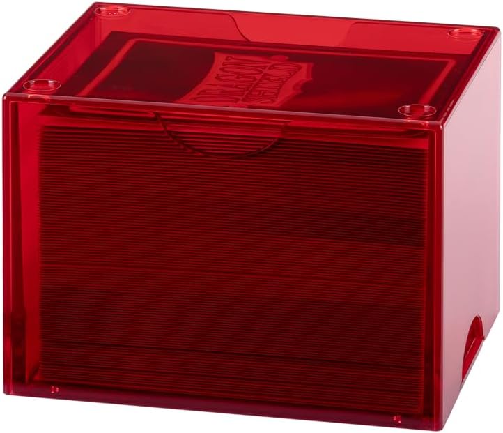 Dragon Shield Strongbox Deck Box Clear Red, Holds 100+ Double Sleeved Cards, Acrylic TCG Storage Case, Vacuum Seal Closure, Stackable, Display Lid, 83.5 x 106 x 75.5 mm