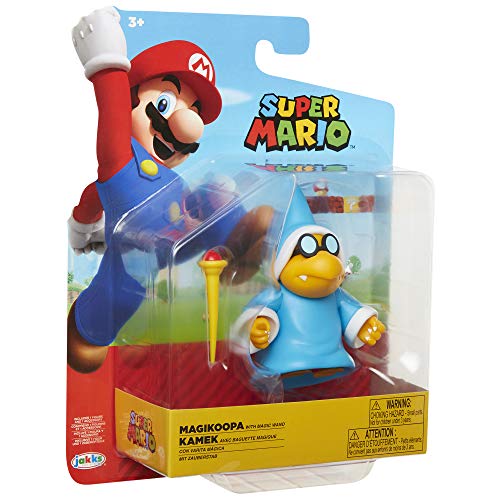 Nintendo Super Mario Collectible Magikoopa 4" Poseable Articulated Action Figure with Wand Accessory, Perfect For Kids & Collectors Alike! For Ages 3+