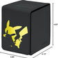 Ultra Pro Elite Series: Pikachu Alcove Flip Deck Box - Premium Leatherette Magic for 100 Double-Sleeved Pokemon Cards & Magic the Gathering - Magnetic Closure & Humor for Trading Card Fans!