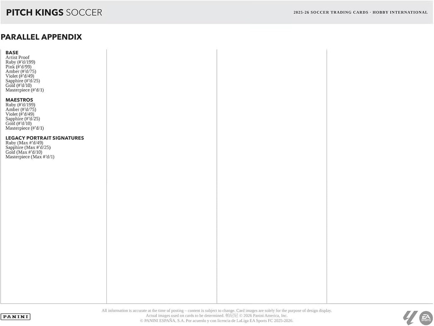 2025/26 Panini Pitch Kings Soccer Hobby International Trading Card Box (1 Autograph Per Box)