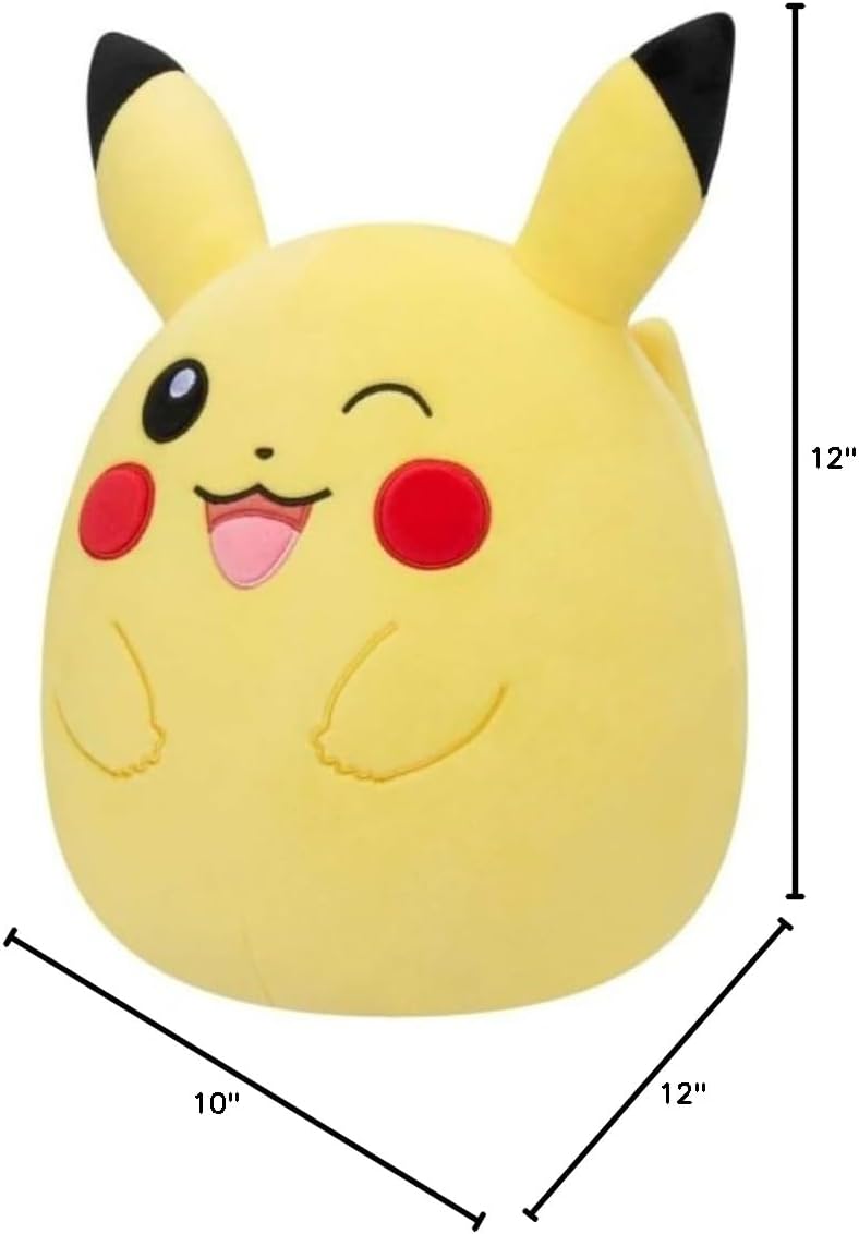 Squishmallows Pokemon Center Exclusive 12-Inch Winking Pikachu Stuffed Animal Plush Toy (Winking Pikachu)