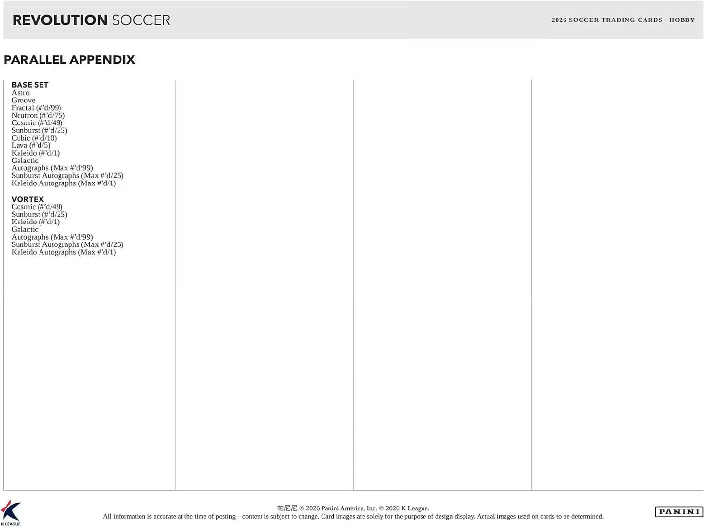 2026 Panini Revolution K League Soccer Hobby Trading Card Box (2 Numbered Parallels Per Box)