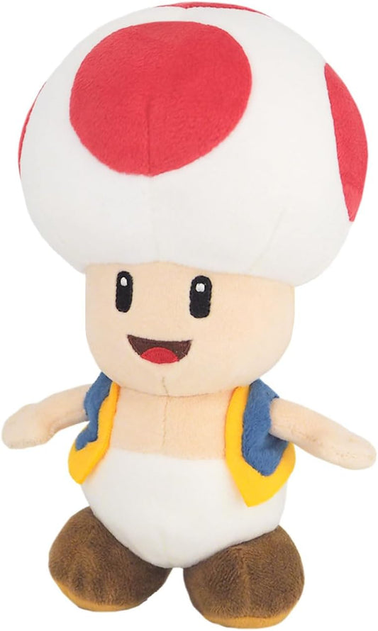 Sanei Boeki Super Mario All Star Collection 7.5" Toad Plush, Small