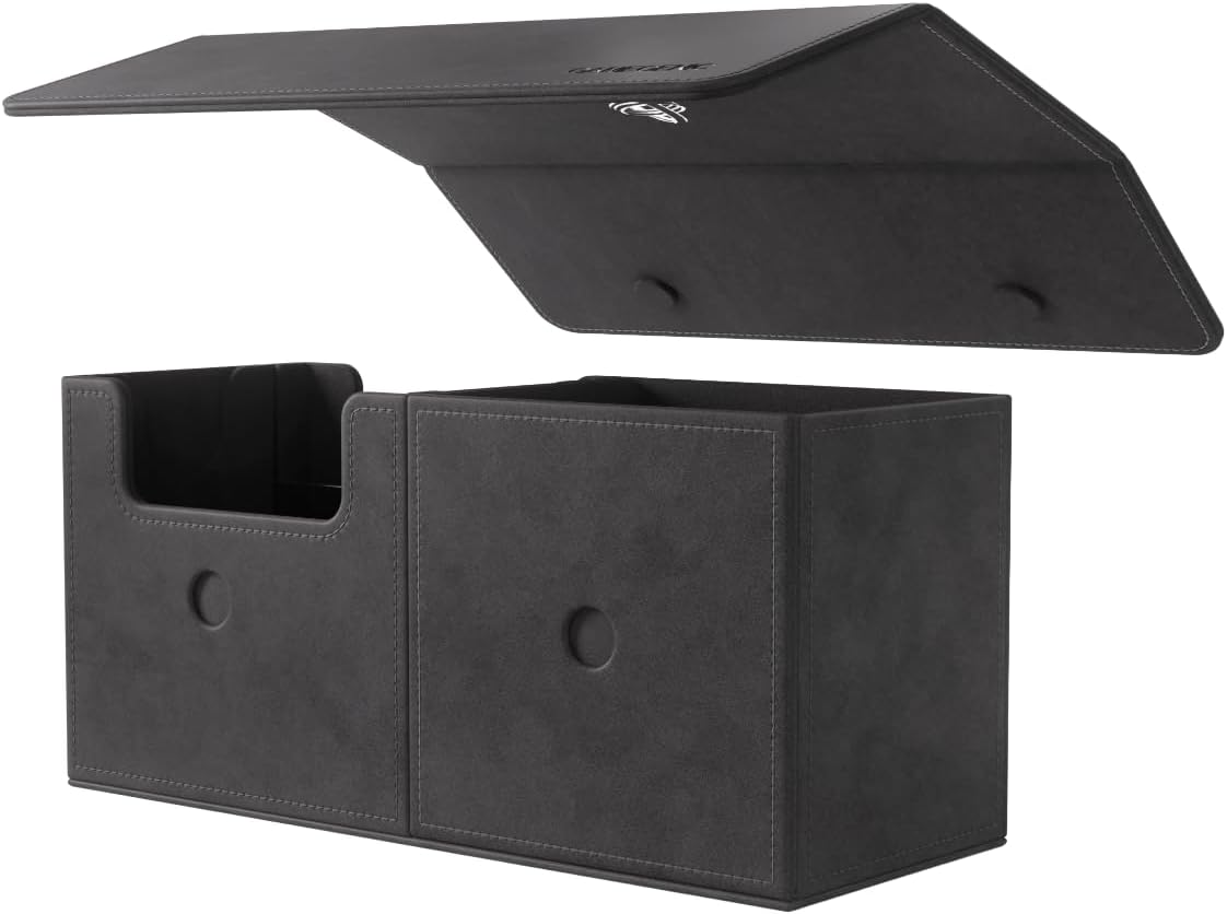 Gamegenic The Academic 133+ XL Premium Deck Box | Double-Sleeved Card Storage | Card Game Protector | Holds Up to 122 Cards Plus Game Accessories | Black/Black Color