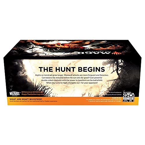 Magic: The Gathering Innistrad: Midnight Hunt Draft Booster Box | 36 Packs (540 Magic Cards)