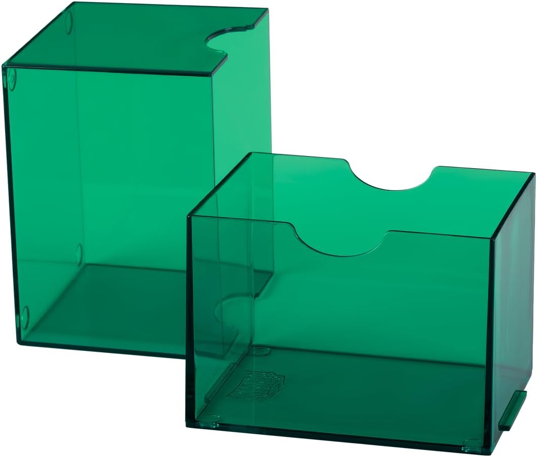 Dragon Shield Strongbox Deck Box Clear Green, Holds 100+ Double Sleeved Cards, Acrylic TCG Storage Case, Vacuum Seal Closure, Stackable, Display Lid, 83.5 x 106 x 75.5 mm