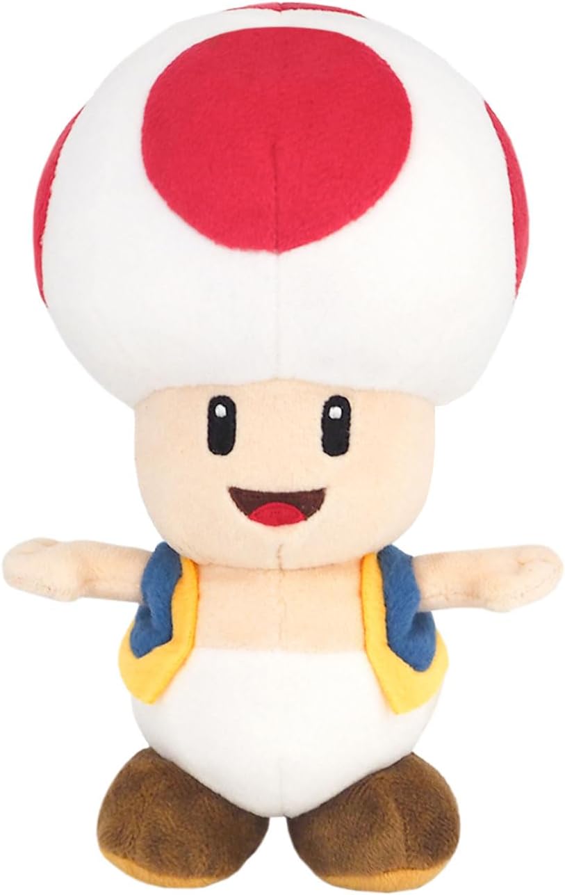 Sanei Boeki Super Mario All Star Collection 7.5" Toad Plush, Small