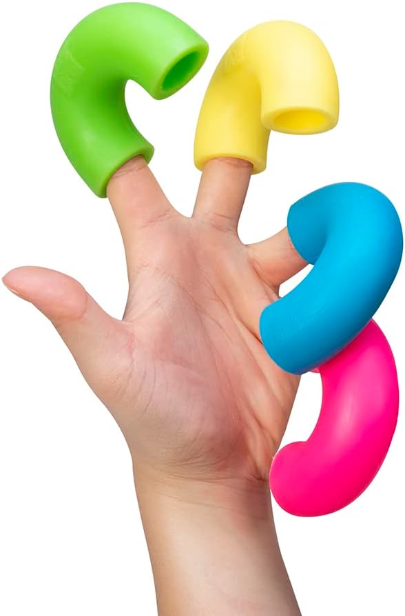 Schylling NeeDoh Mac 'N' Squeeze - Sensory Squeeze Toy - Contains 4 Squishy Noodles - 3" Wide - Color May Vary (Pack of 1)
