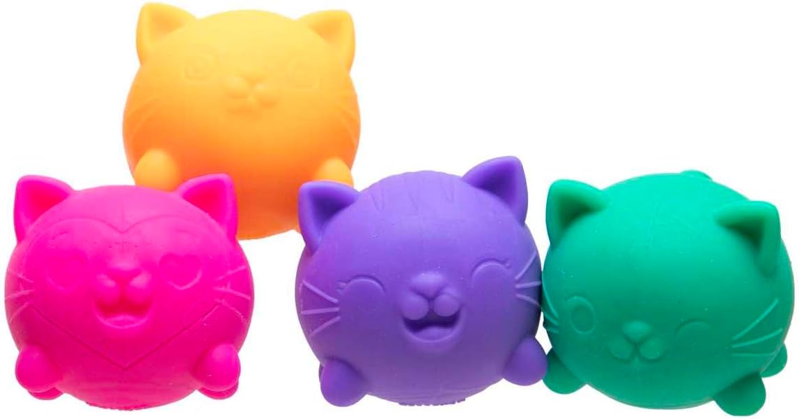 Schylling NeeDoh Cool Kitten Teenie Needoh 4 Pack - Sensory Squeeze Toy - 1.5" in Diameter - Colors May Vary