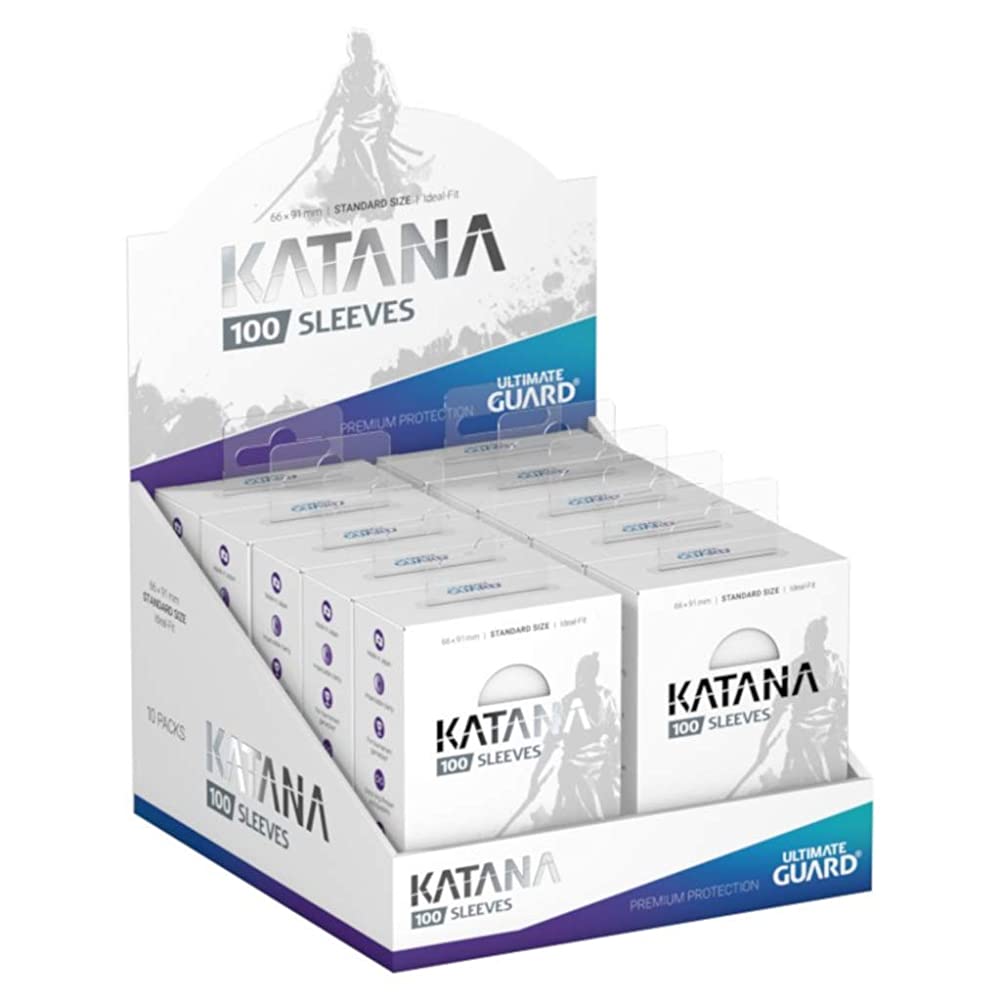 Ultimate Guard Katana Sleeves Clear Standard Size Cards Display Box [10 Packs]