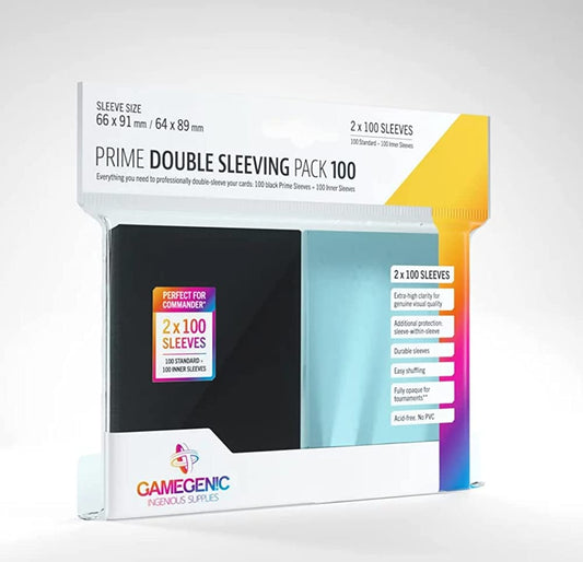Gamegenic Prime Double Sleeving Pack 100 | Card Sleeving Pack Includes 100 Prime Sleeves & 100 Inner Sleeves | Double-Sleeved Card Protection | Protects up to 100 Standard Gaming Cards | Made by Gamegenic