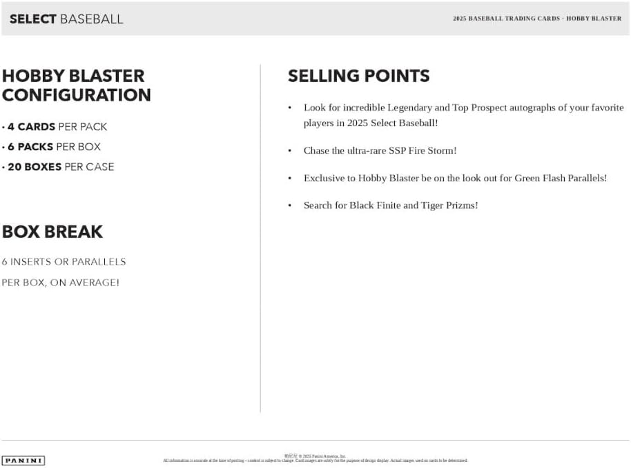 2025 Panini Select Baseball Hobby Blaster Trading Card Box (Chase Hobby Blaster Exclusive Green Flash Parallels)