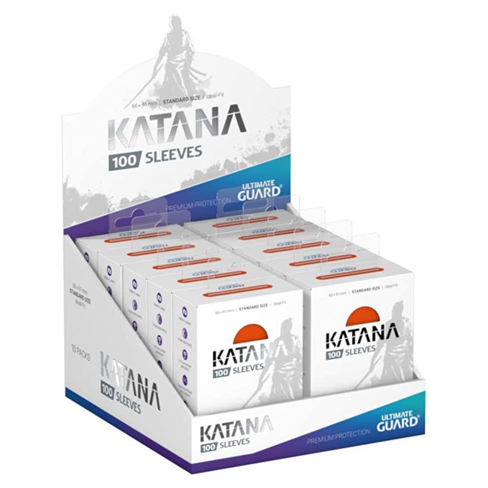 Ultimate Guard Katana Sleeves Orange Standard Size Cards Display Box [10 Packs]