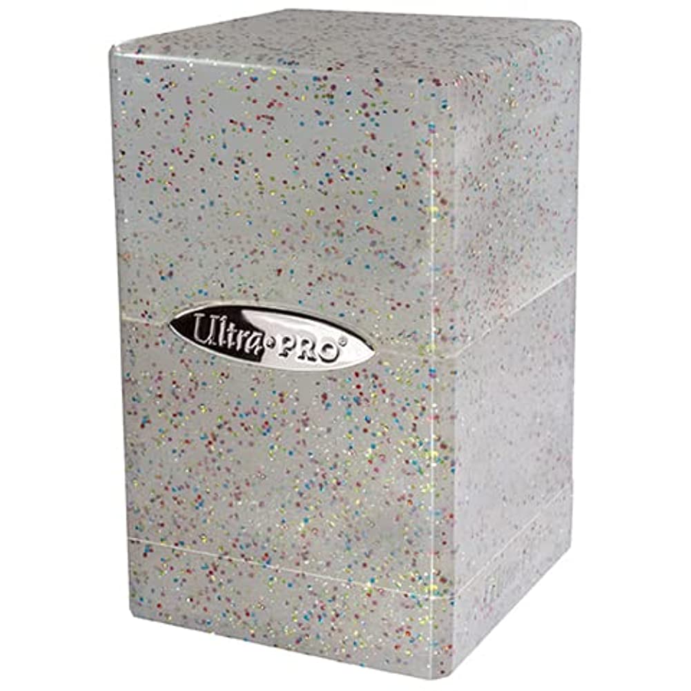 Ultra PRO - Satin Tower 100+ Card Deck Box (Glitter Crystal) - Protect Your Gaming Cards, Sports Cards or Collectible Cards In Ultra Pro's Stylish Glitter Deck Box, Perfect for Safe Traveling