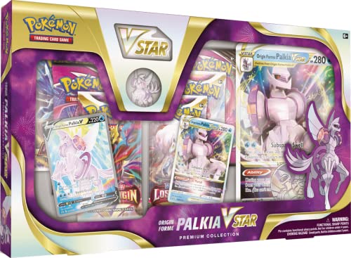 Pokemon TCG: Origin Forme Palkia VSTAR Premium Collection (2 Engraved Cards, 1 Oversized Card and 5 Boosters)