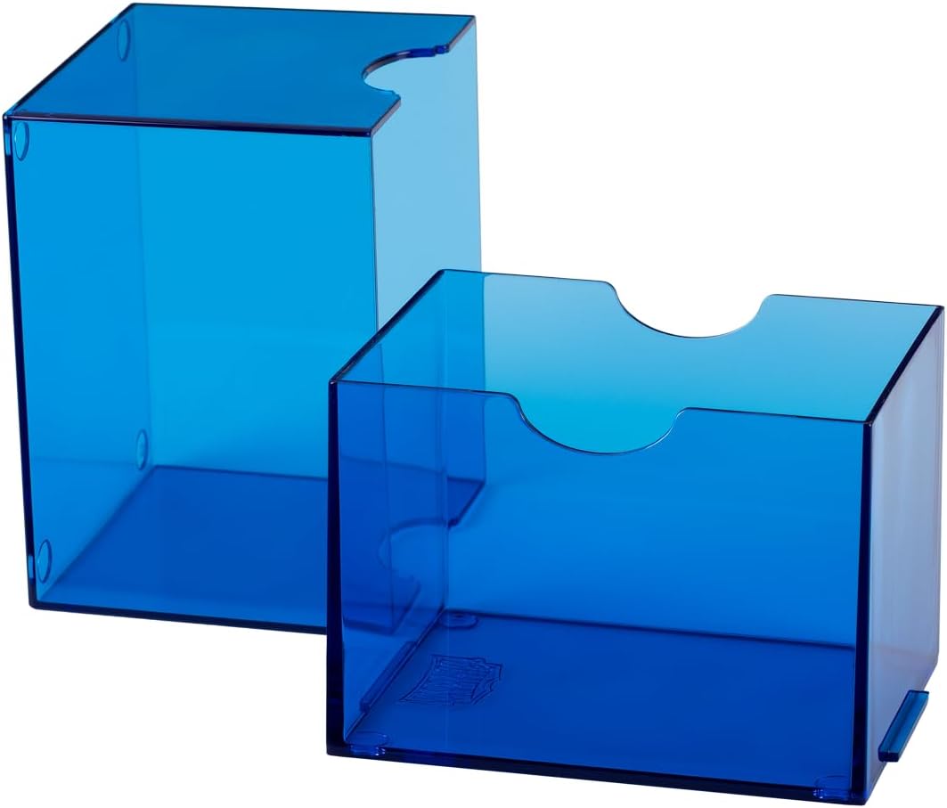 Dragon Shield Strongbox Deck Box Clear Blue, Holds 100+ Double Sleeved Cards, Acrylic TCG Storage Case, Vacuum Seal Closure, Stackable, Display Lid, 83.5 x 106 x 75.5 mm
