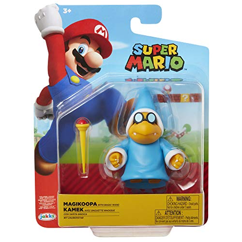 Nintendo Super Mario Collectible Magikoopa 4" Poseable Articulated Action Figure with Wand Accessory, Perfect For Kids & Collectors Alike! For Ages 3+