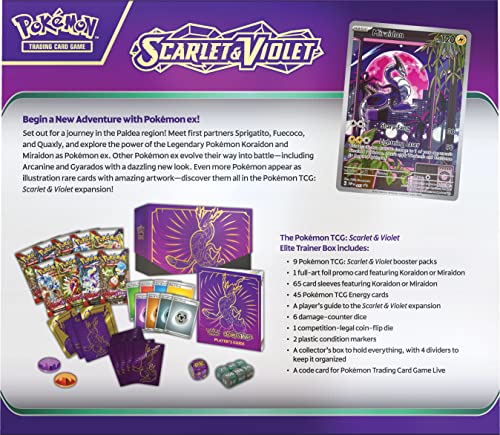 Pokemon TCG: Scarlet and Violet Elite Trainer Box - Miraidon Purple (1 Full Art Promo Card, 9 Boosters and Premium Accessories)