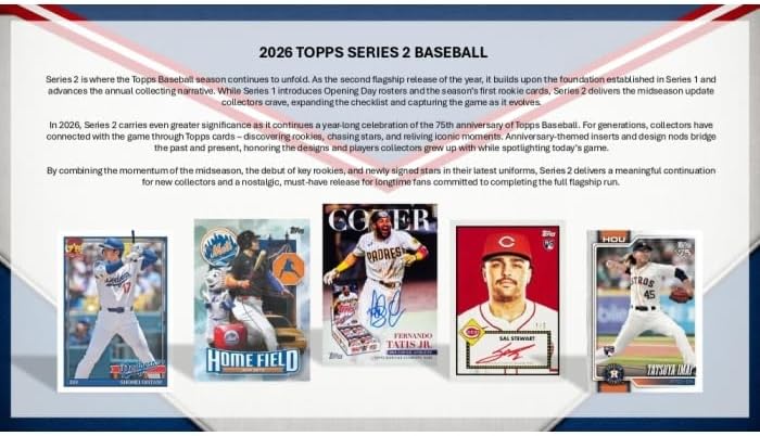 2026 Topps Series 2 Baseball Super Trading Card Box (1 Exclusive Oversized Card + 5 Card Silver Foilbord Pack & 1 Bitty Pop Per Box)