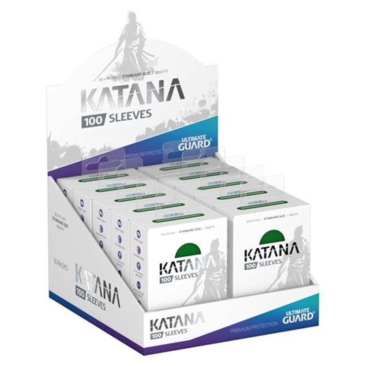 Ultimate Guard Katana Sleeves Green Standard Size Cards Display Box [10 Packs]
