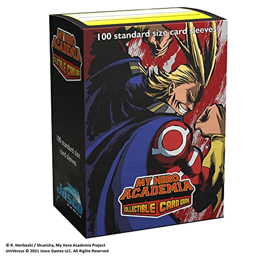 Jasco My Hero Academia Collectible Card Game All Might Flex Card Sleeves | 100 Dragon Shield Art Sleeves | Card Game Holder | PVC and Acid-Free | Designed for Use with TCG and LCG Games | Made