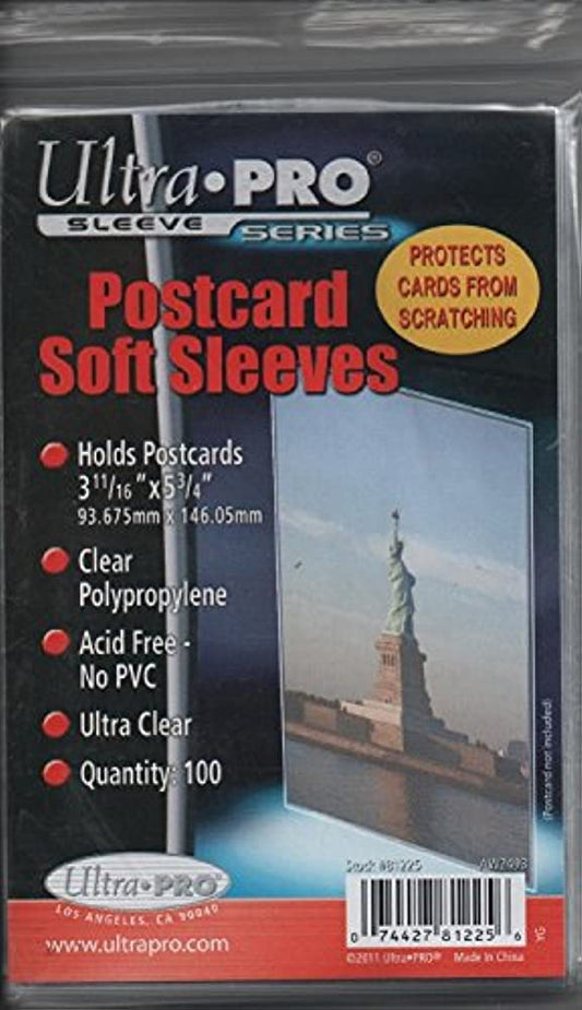 6 Each: Ultra Pro Postcard Soft Sleeves Clear Polypropylene - (Pack of 100)