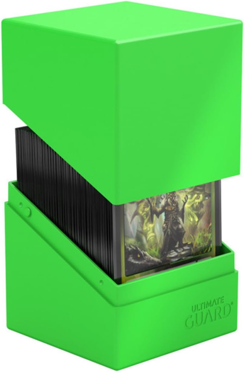 Ultimate Guard Boulder Solid 100+, Deck Case for 100 Double-Sleeved TCG Cards, Neon Green, Secure & Durable Storage for Trading Card Games, No Transparency