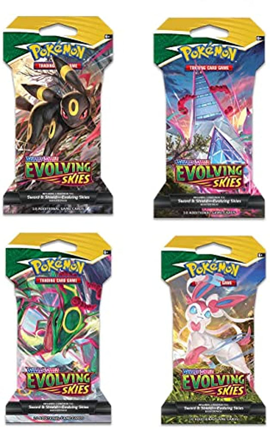 4 Packs Pokemon TCG 10 Card Booster Pack Sword Shield 07 Evolving Skies