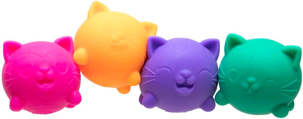 Schylling NeeDoh Cool Kitten Teenie Needoh 4 Pack - Sensory Squeeze Toy - 1.5" in Diameter - Colors May Vary