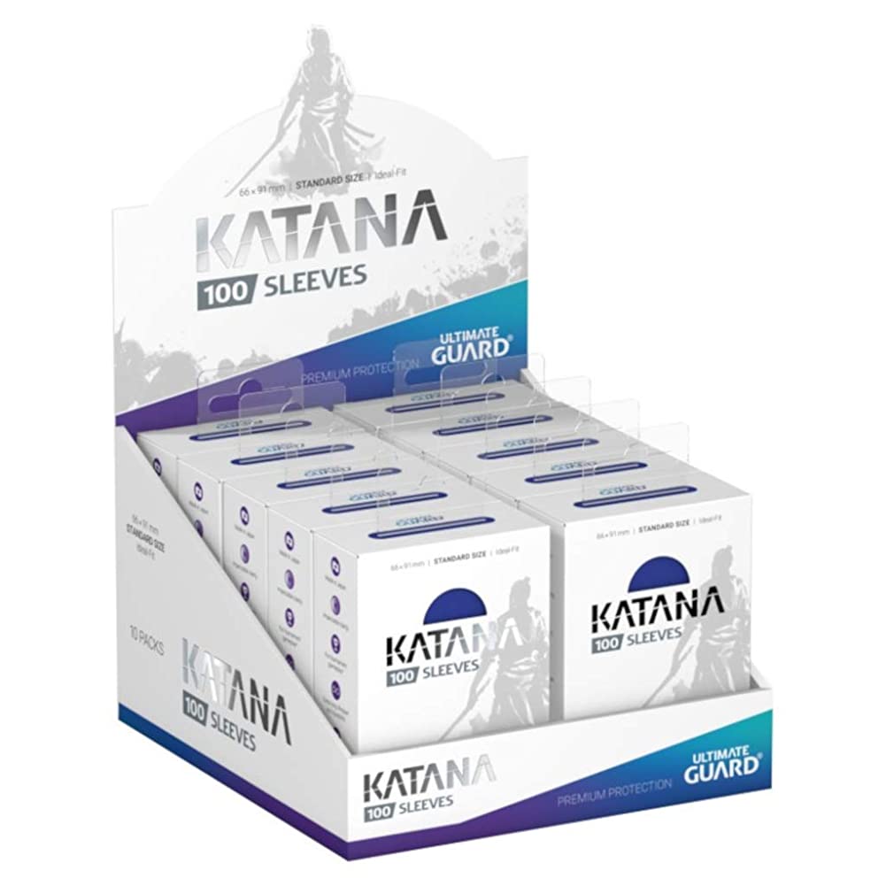 Ultimate Guard Katana Sleeves Blue Standard Size Cards Display Box [10 Packs]