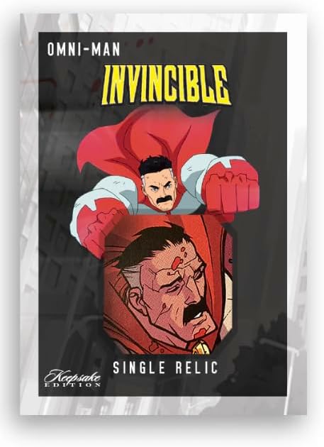 2025 Invincible Season 1 Keepsake Premiere Blaster: 8 Packs Per Box, One Guaranteed Relic, Chase Rare Autos and Patches
