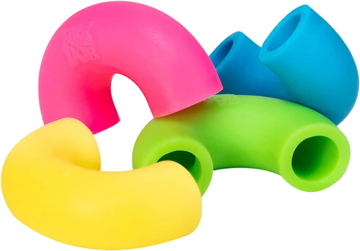 Schylling NeeDoh Mac 'N' Squeeze - Sensory Squeeze Toy - Contains 4 Squishy Noodles - 3" Wide - Color May Vary (Pack of 1)