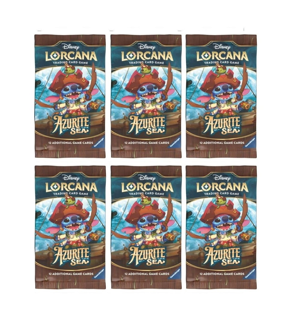 6 Packs Lorcana 12 Card Booster Pack Lorcana Azurite Sea