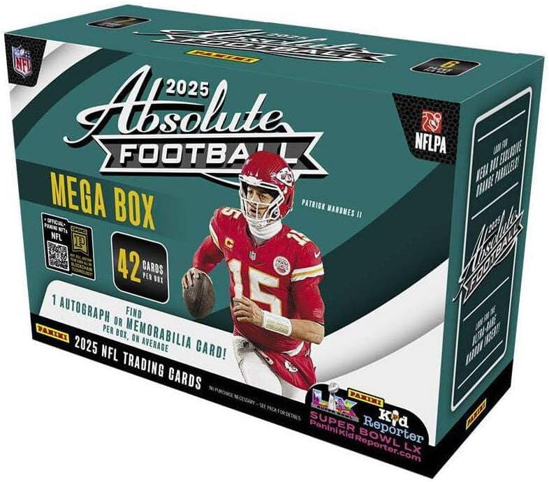2025 Panini Absolute Football Trading Card Mega Box (Find 1 Autograph or Memorabilia Card! Look for Mega Box Exclusive Orange Parallels!)