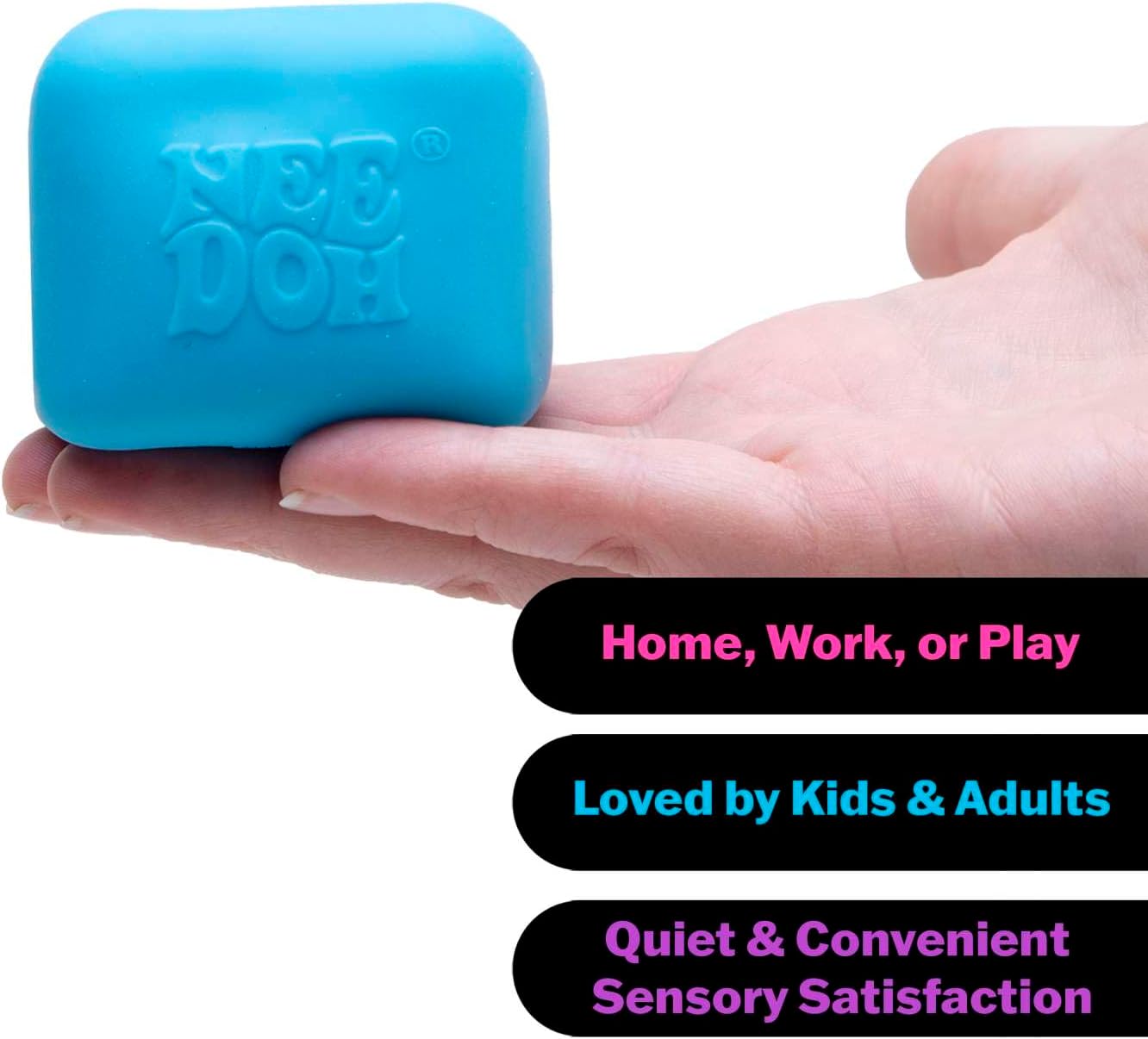Schylling NeeDoh Nice Cube Glow - Squeeze Toy with a Super Solid Squish - Glows in The Dark - 2.25" Cube - Color May Vary