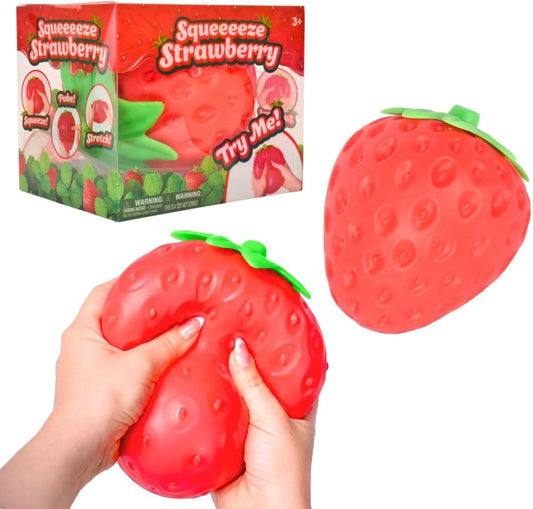 Squishy Extra Large Strawberry, Gag Gifts Funny Adult, Giant Stress Ball, Fidget Sensory Toy for Kids, ADHD Toys