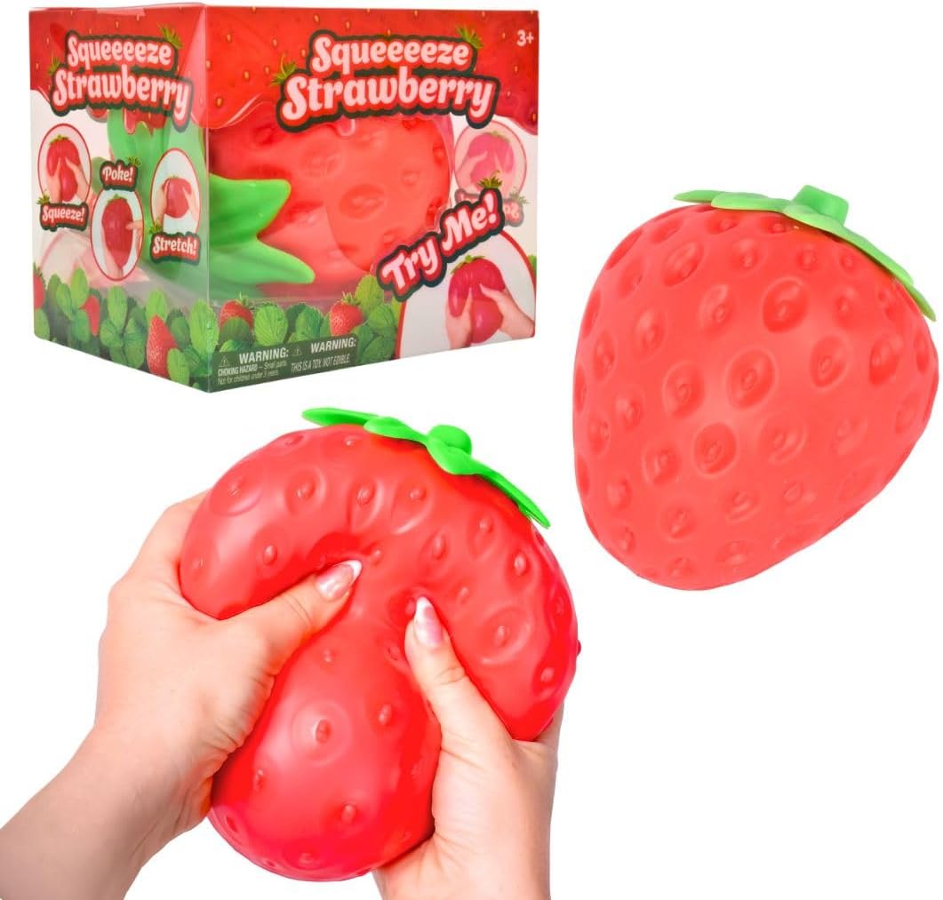 Squishy Extra Large Strawberry, Gag Gifts Funny Adult, Giant Stress Ball, Fidget Sensory Toy for Kids, ADHD Toys