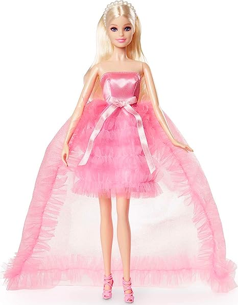 Barbie Birthday Wishes Doll with Blonde Hair and Pink Satin and Tulle Dress, Special Occasion Gifts and Collectibles