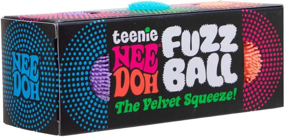Schylling Teenie NeeDoh Fuzz Ball - 3 Teenie Squeeze Toys with a Velvet Texture and Soft Cloud Squish - 1" Balls - Color May Vary