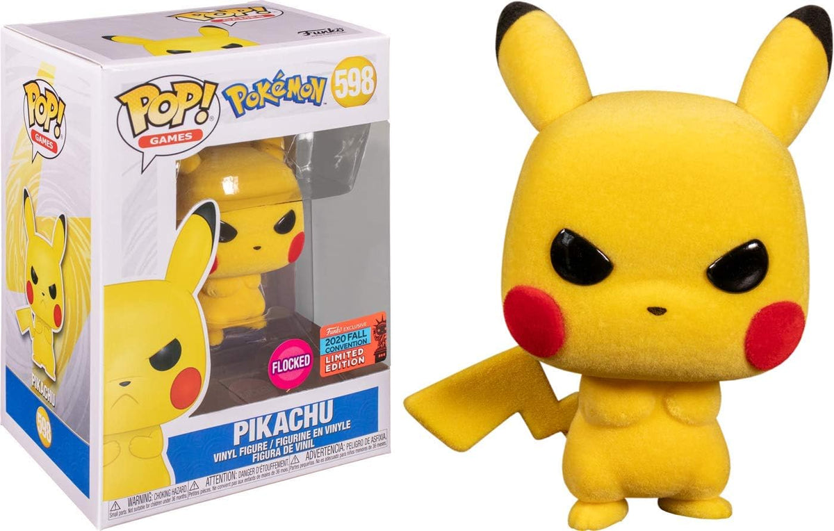 Funko Pop! Games: Flocked Grumpy Pikachu 2020 NYCC Exclusive Vinyl Figure #598