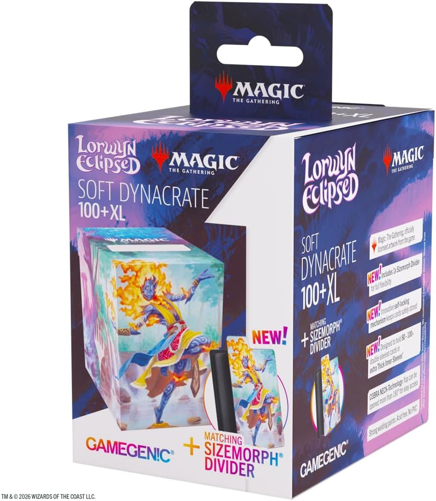 Gamegenic Magic: The Gathering Lorwyn Eclipsed SOFT DYNACRATE 100+ XL - Ashling, Rekindled/Ashling, Rimebound Design, Flexible Sizemorph Divider for 80–100+ Double-Sleeved Cards, Self-Lock Mechanism