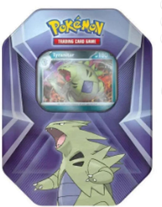 Pokemon TCG Trading Card Game Triple Whammy Tin with 3 Booster Packs and 3 Promo Cards (Tyranitar)