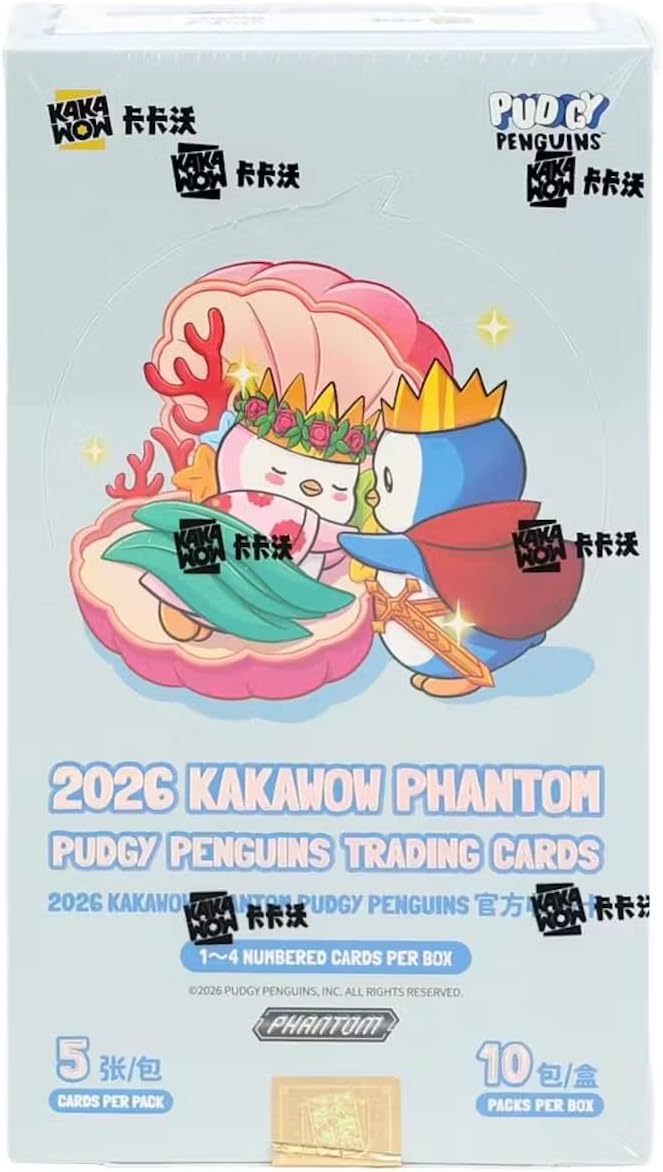 2026 Kakawow Phantom Pudgy Penguins Trading Card Box (1-4 Limited Numbered Cards Per Box)